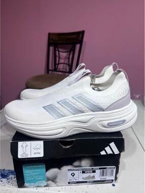 Adidas Cloudfoam Cushion Sock Wide White Athletic Shoes Size 9